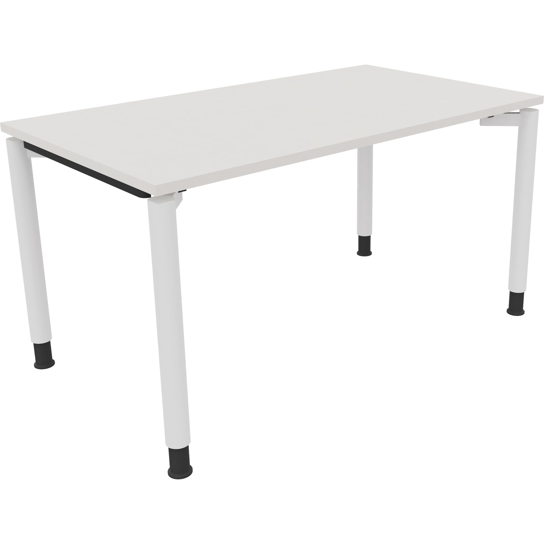 Neutralware Schreibtisch all in one 1.400 x 680-820 x 800 mm (B x H x T) Vierfuß Rundrohr diamantweiß – Produktbild 3