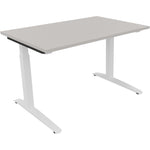 Neutralware Schreibtisch all in one 1.200 x 650-850 x 800 mm (B x H x T) Flachkufe Quadratrohr lichtgrau – Produktbild 3
