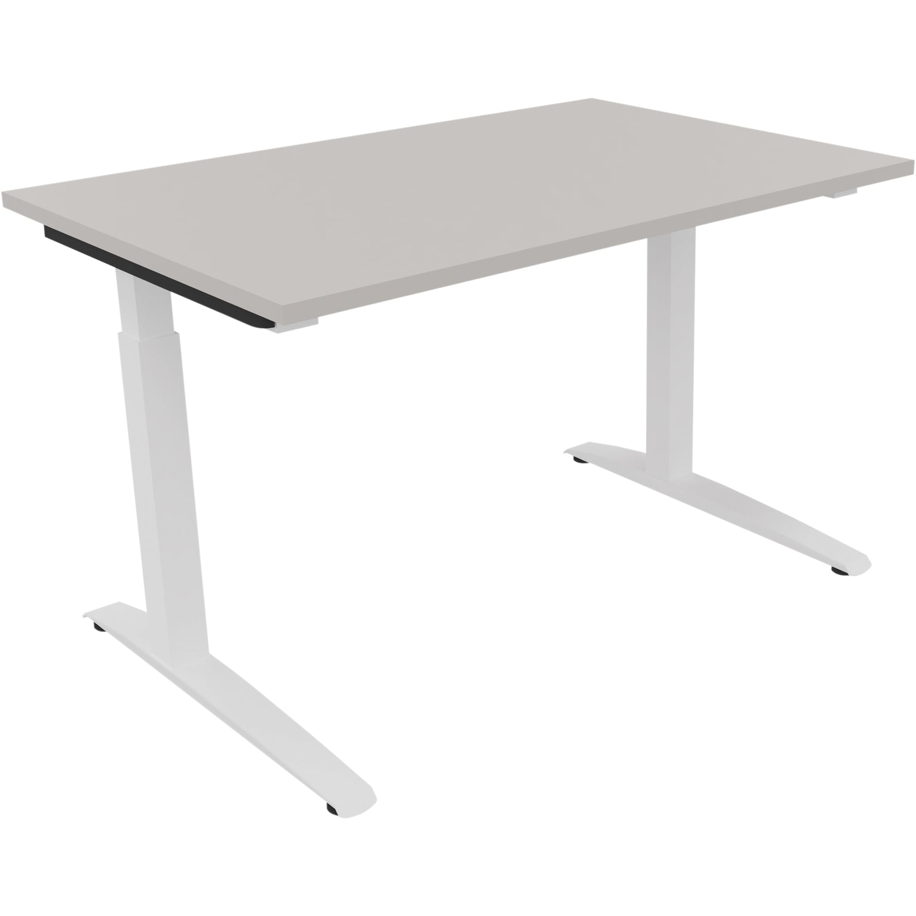 Neutralware Schreibtisch all in one 1.200 x 650-850 x 800 mm (B x H x T) Flachkufe Quadratrohr lichtgrau – Produktbild 3