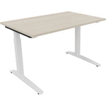 Neutralware Schreibtisch all in one 1.200 x 650-850 x 800 mm (B x H x T) Flachkufe Quadratrohr akazie hell – Produktbild