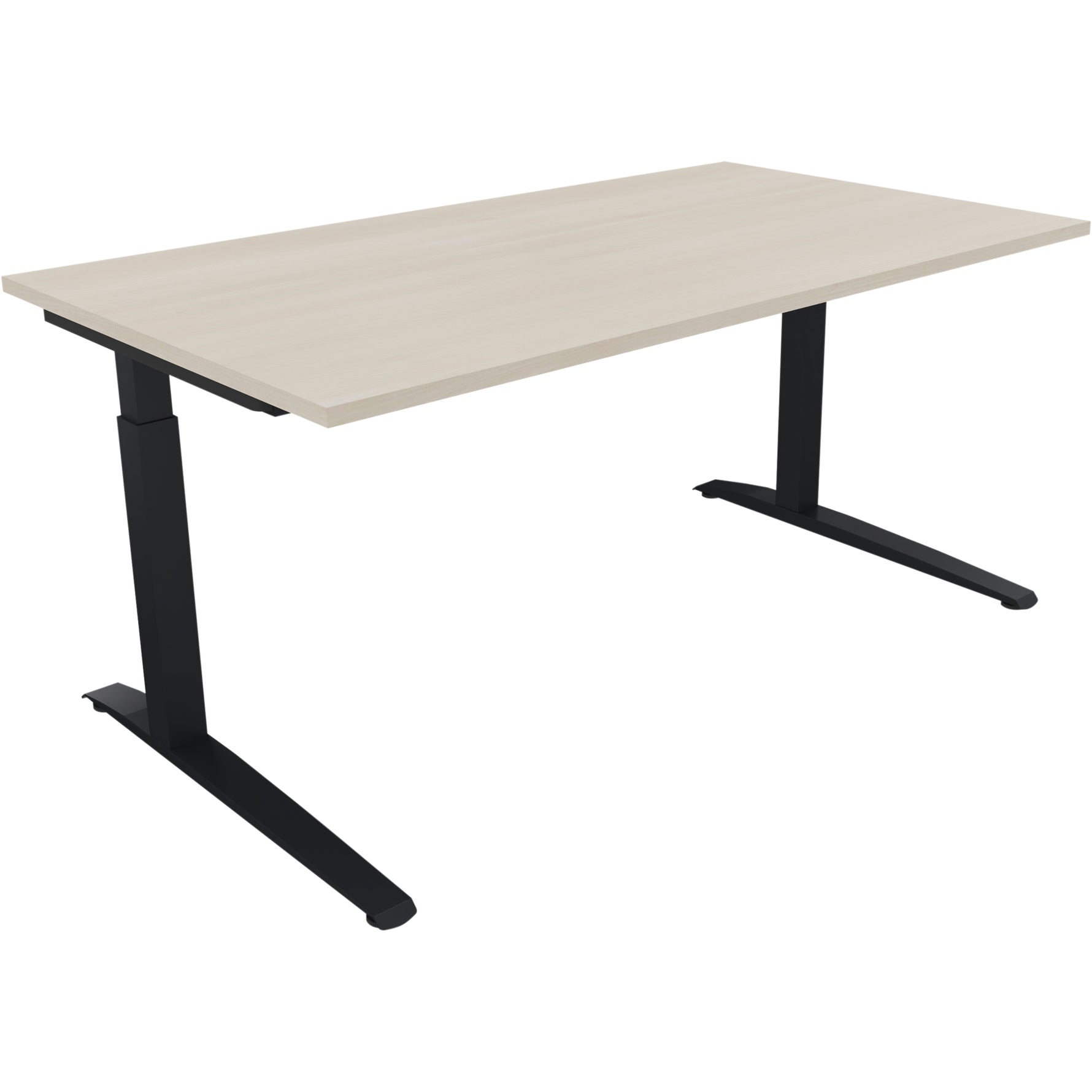 Neutralware Schreibtisch all in one 1.600 x 650-850 x 900 mm (B x H x T) Flachkufe Quadratrohr akazie hell – Produktbild