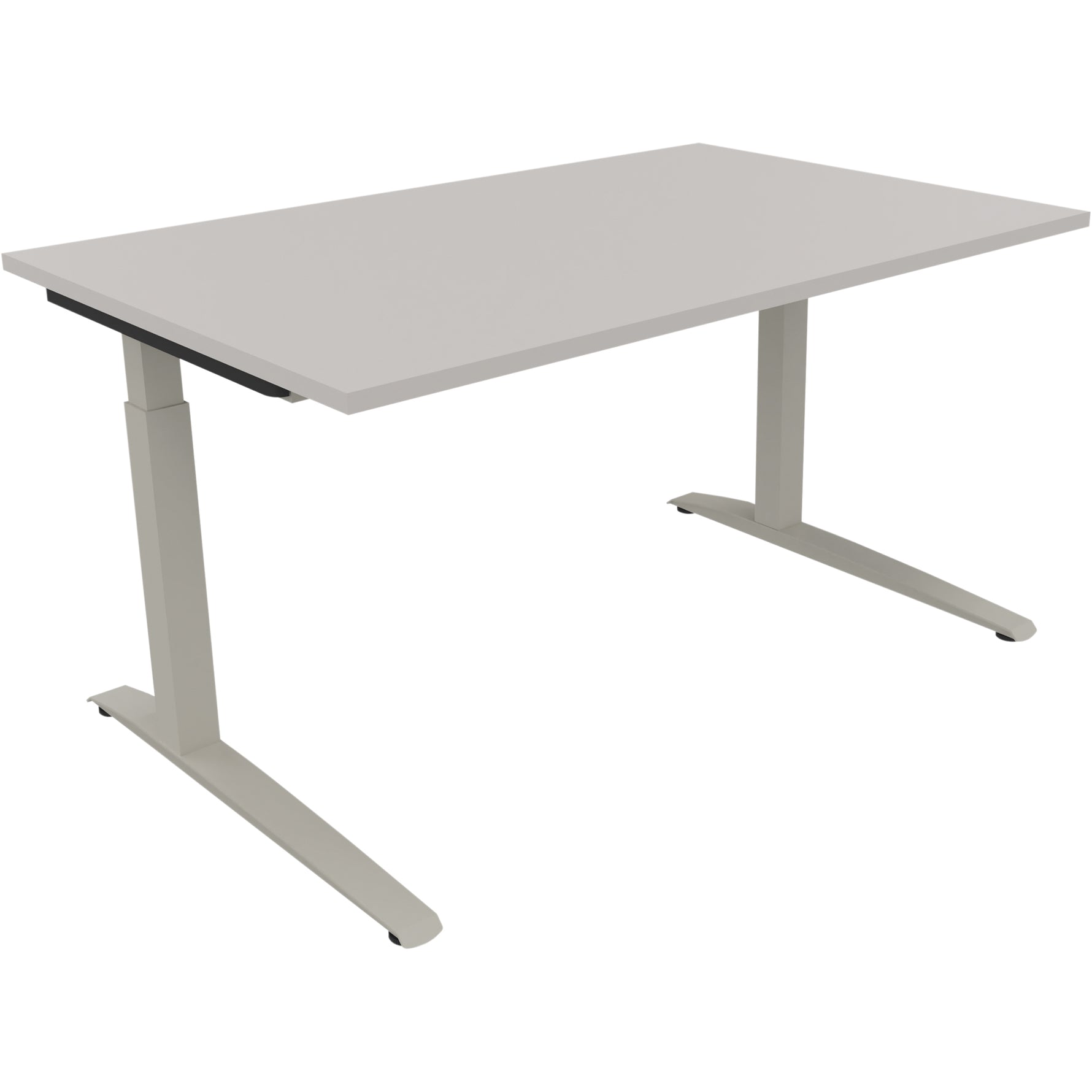 Neutralware Schreibtisch all in one 1.400 x 650-850 x 900 mm (B x H x T) Flachkufe Quadratrohr lichtgrau – Produktbild 3