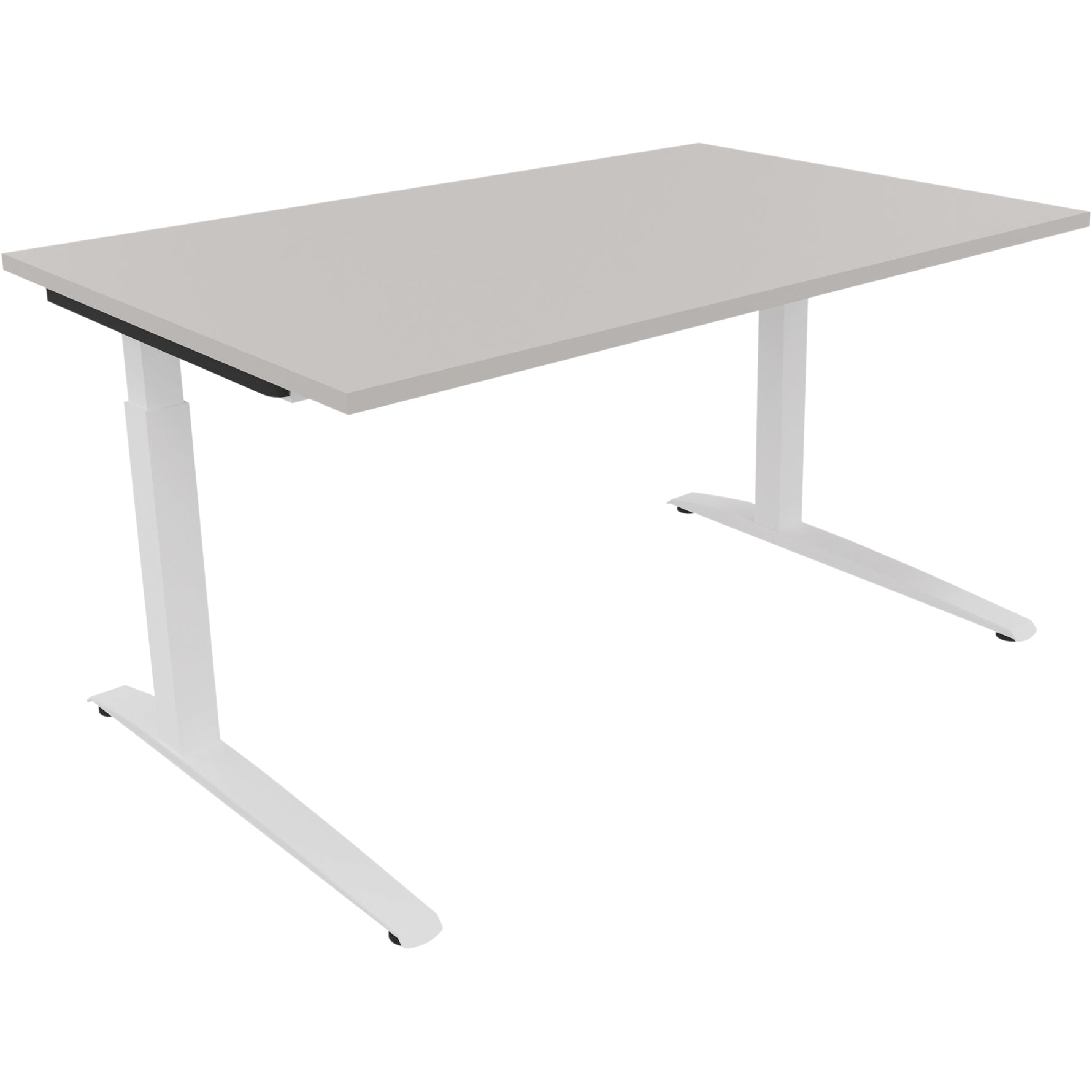 Neutralware Schreibtisch all in one 1.400 x 650-850 x 900 mm (B x H x T) Flachkufe Quadratrohr lichtgrau – Produktbild 2