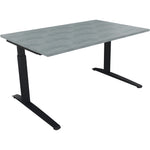 Neutralware Schreibtisch all in one 1.400 x 650-850 x 900 mm (B x H x T) Flachkufe Quadratrohr beton hell