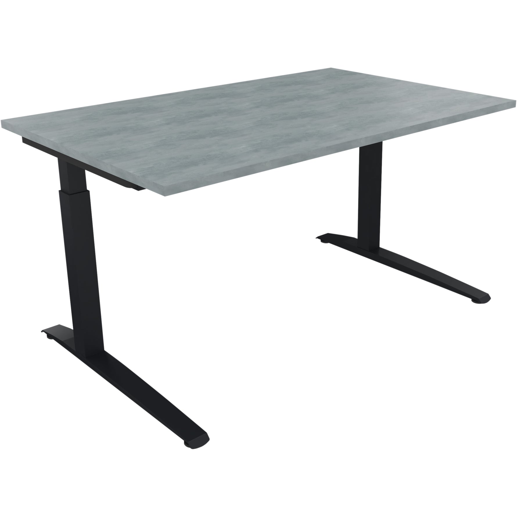 Neutralware Schreibtisch all in one 1.400 x 650-850 x 900 mm (B x H x T) Flachkufe Quadratrohr beton hell