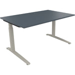 Neutralware Schreibtisch all in one 1.400 x 650-850 x 900 mm (B x H x T) Flachkufe Quadratrohr lavagrau – Produktbild 2