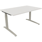 Neutralware Schreibtisch all in one 1.400 x 650-850 x 900 mm (B x H x T) Flachkufe Quadratrohr diamant weiß –