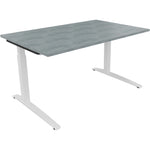 Neutralware Schreibtisch all in one 1.400 x 650-850 x 900 mm (B x H x T) Flachkufe Quadratrohr beton hell – Produktbild