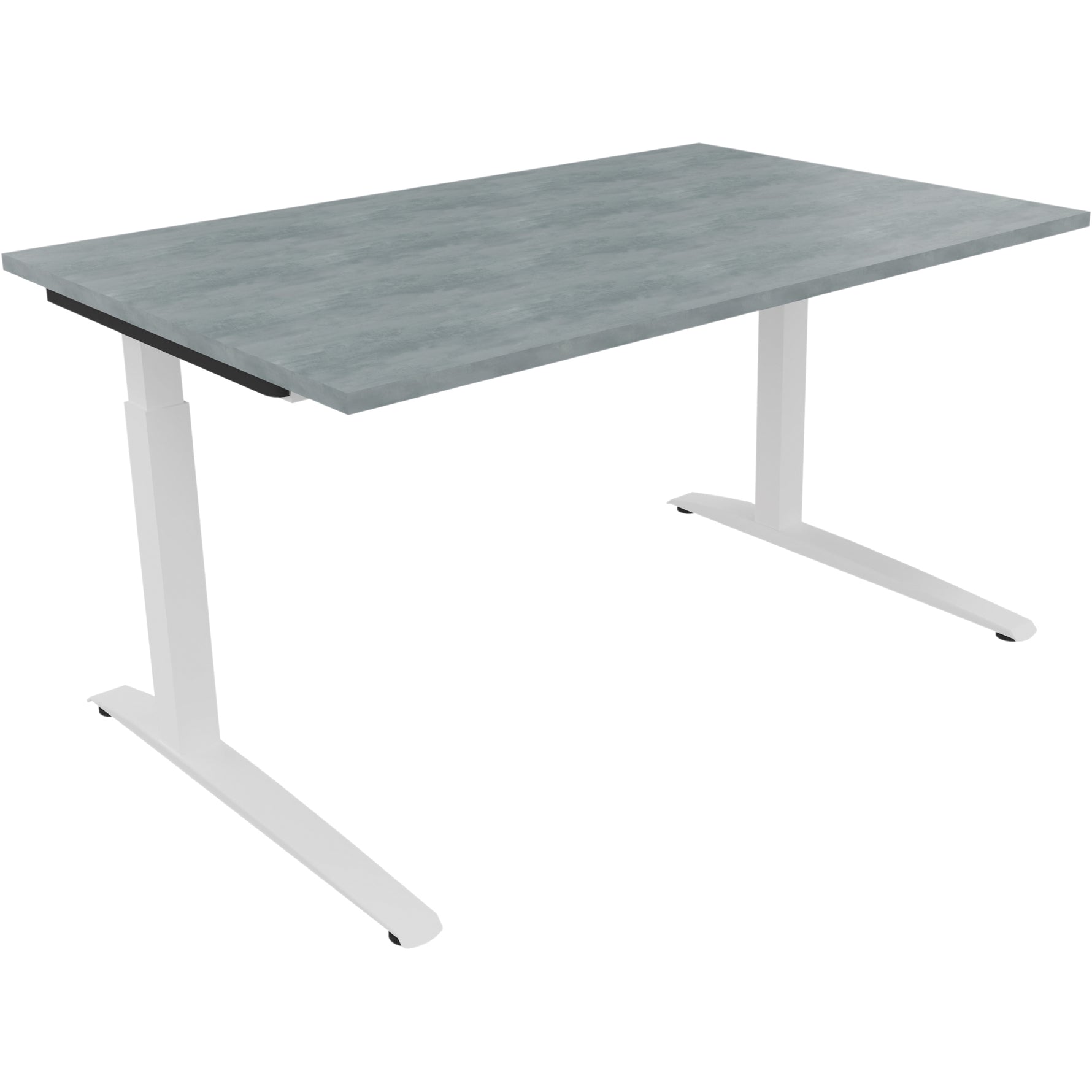 Neutralware Schreibtisch all in one 1.400 x 650-850 x 900 mm (B x H x T) Flachkufe Quadratrohr beton hell – Produktbild