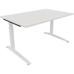 Neutralware Schreibtisch all in one 1.400 x 650-850 x 900 mm (B x H x T) Flachkufe Quadratrohr diamant weiß –