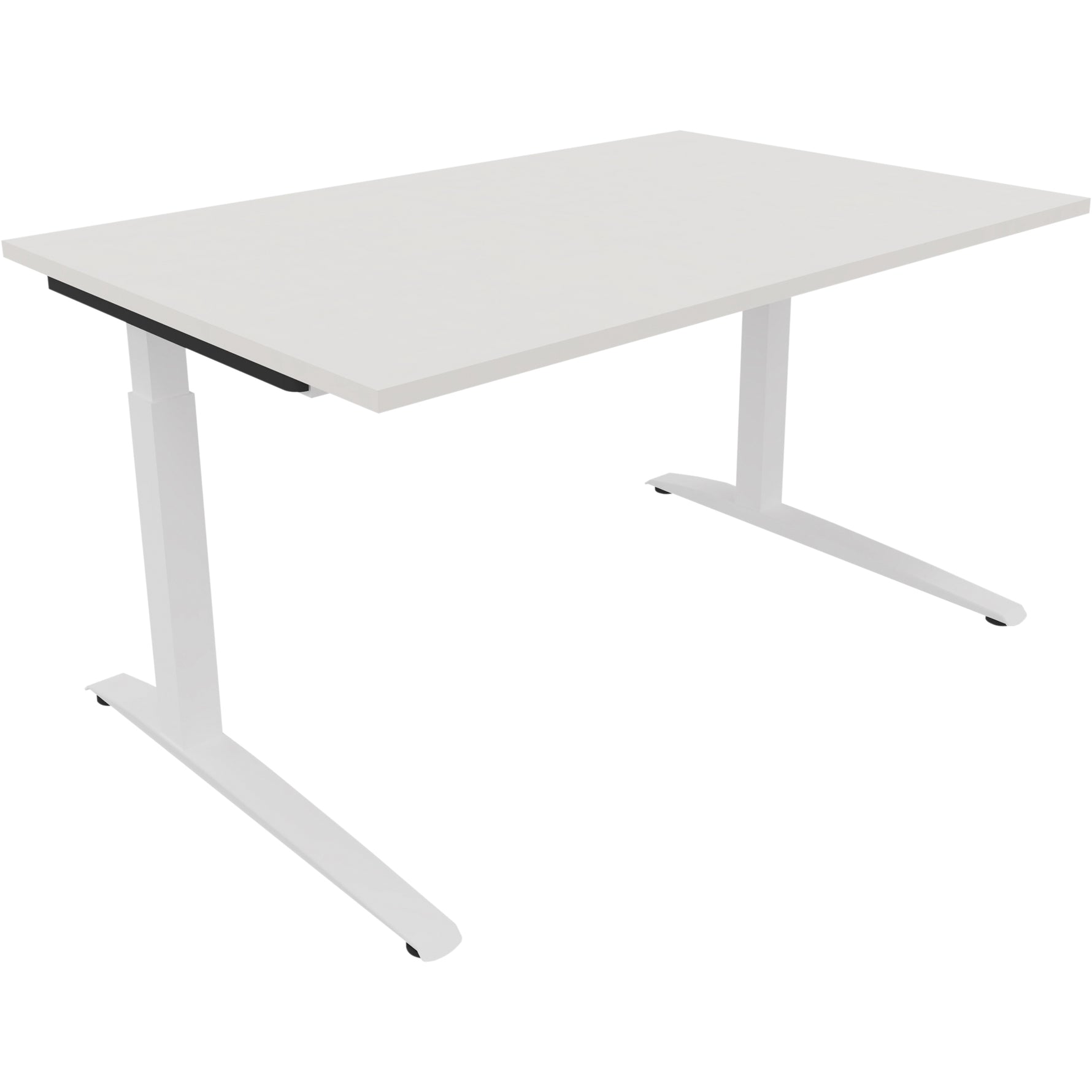 Neutralware Schreibtisch all in one 1.400 x 650-850 x 900 mm (B x H x T) Flachkufe Quadratrohr diamant weiß –