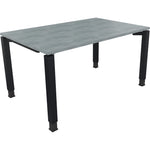 Neutralware Schreibtisch all in one 1.400 x 680-820 x 900 mm (B x H x T) Vierfuß Quadratrohr beton hell