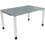 Neutralware Schreibtisch all in one 1.400 x 680-820 x 900 mm (B x H x T) Vierfuß Quadratrohr beton hell – Produktbild 3