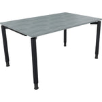 Neutralware Schreibtisch all in one 1.400 x 680-820 x 900 mm (B x H x T) Vierfuß Rundrohr beton hell