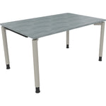 Neutralware Schreibtisch all in one 1.400 x 680-820 x 900 mm (B x H x T) Vierfuß Rundrohr beton hell – Produktbild 3