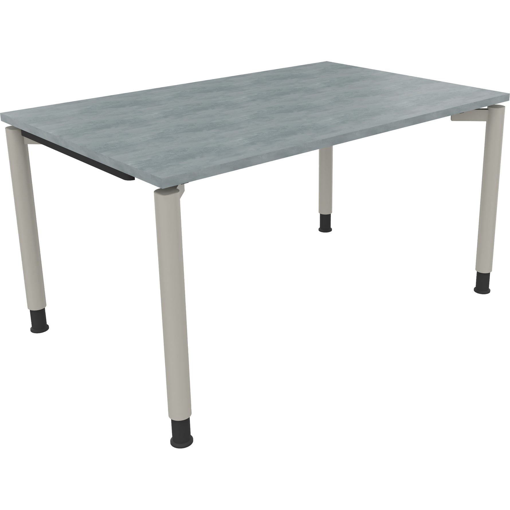 Neutralware Schreibtisch all in one 1.400 x 680-820 x 900 mm (B x H x T) Vierfuß Rundrohr beton hell – Produktbild 3