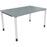 Neutralware Schreibtisch all in one 1.400 x 680-820 x 900 mm (B x H x T) Vierfuß Rundrohr beton hell – Produktbild 2
