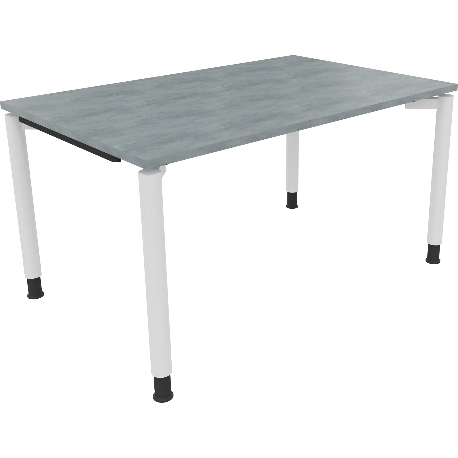 Neutralware Schreibtisch all in one 1.400 x 680-820 x 900 mm (B x H x T) Vierfuß Rundrohr beton hell – Produktbild 2