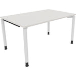 Neutralware Schreibtisch all in one 1.400 x 680-820 x 900 mm (B x H x T) Vierfuß Rundrohr diamant weiß – Produktbild 3