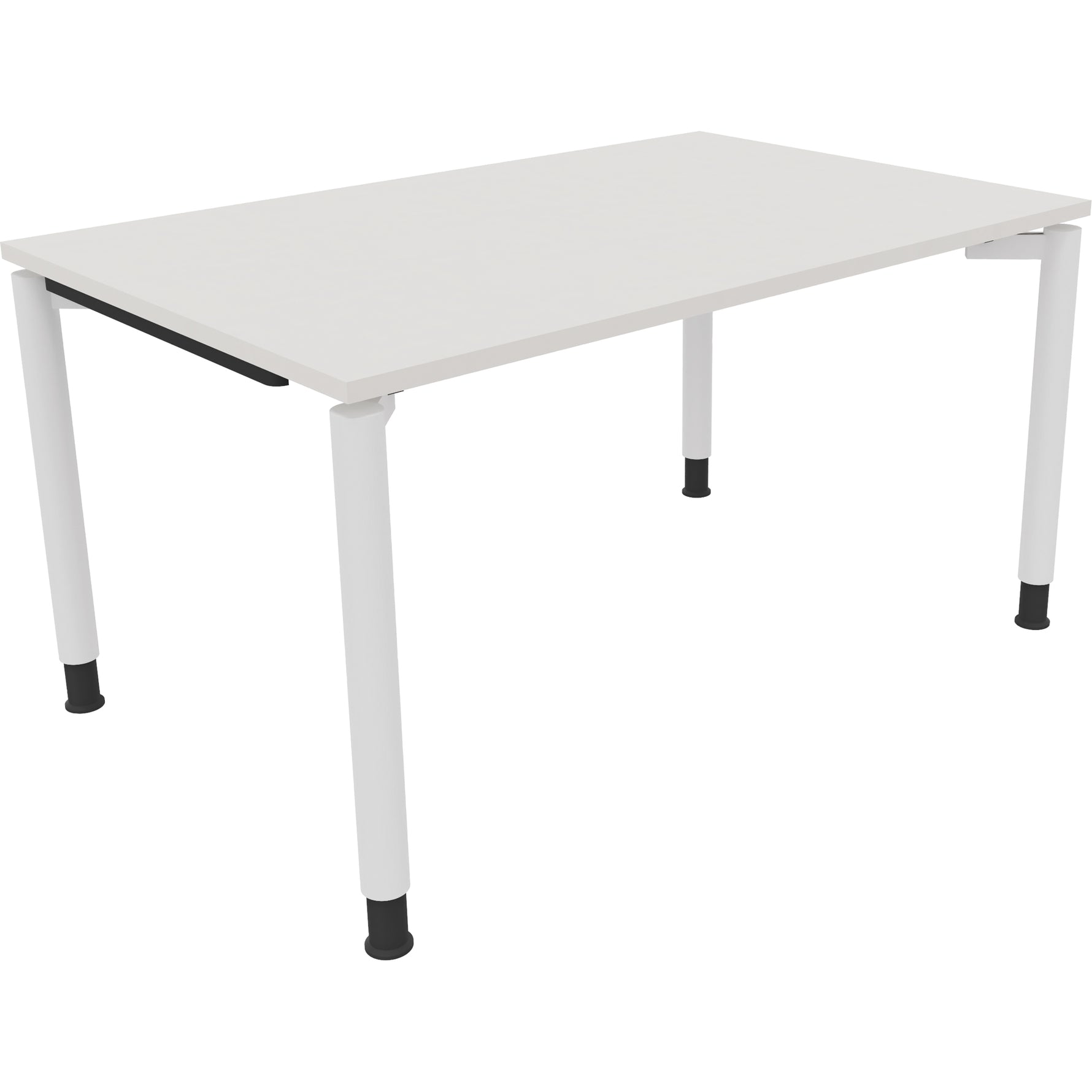 Neutralware Schreibtisch all in one 1.400 x 680-820 x 900 mm (B x H x T) Vierfuß Rundrohr diamant weiß – Produktbild 3