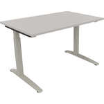 Neutralware Schreibtisch all in one 1.200 x 650-850 x 800 mm (B x H x T) Flachkufe Quadratrohr lichtgrau – Produktbild 2