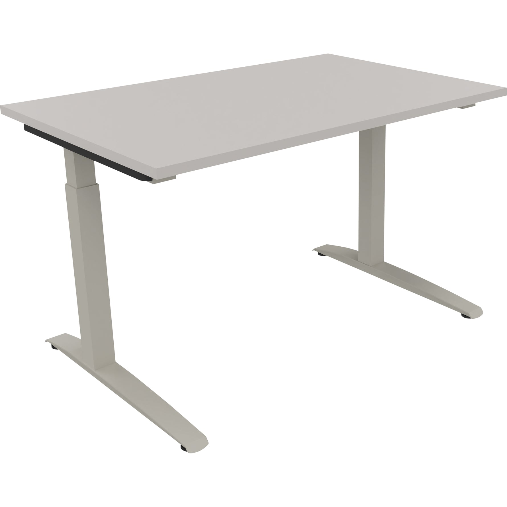 Neutralware Schreibtisch all in one 1.200 x 650-850 x 800 mm (B x H x T) Flachkufe Quadratrohr lichtgrau – Produktbild 2