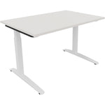 Neutralware Schreibtisch all in one 1.200 x 650-850 x 800 mm (B x H x T) Flachkufe Quadratrohr diamantweiß