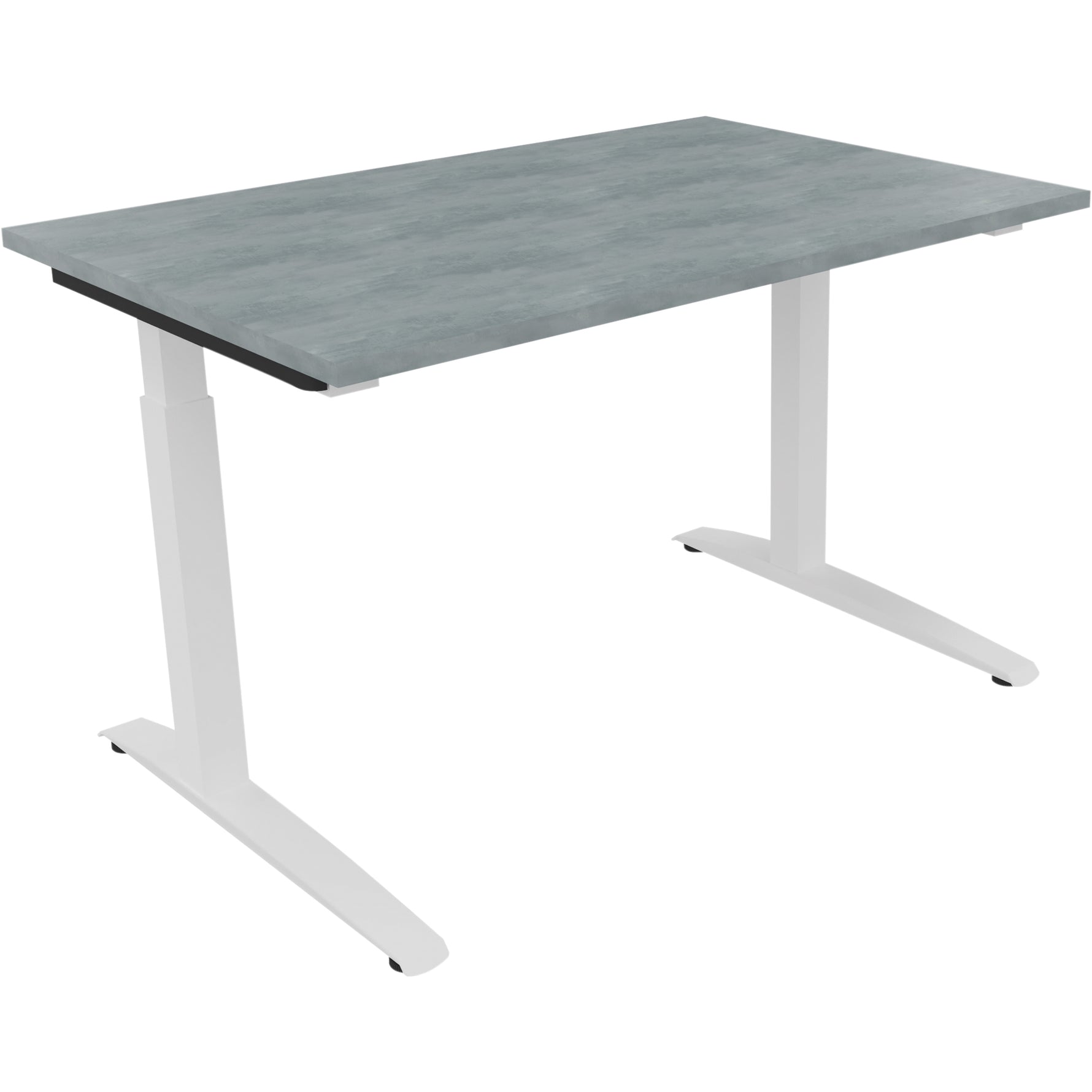 Neutralware Schreibtisch all in one 1.200 x 650-850 x 800 mm (B x H x T) Flachkufe Quadratrohr beton hell – Produktbild