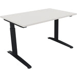 Neutralware Schreibtisch all in one 1.200 x 650-850 x 800 mm (B x H x T) Flachkufe Quadratrohr diamantweiß – Produktbild