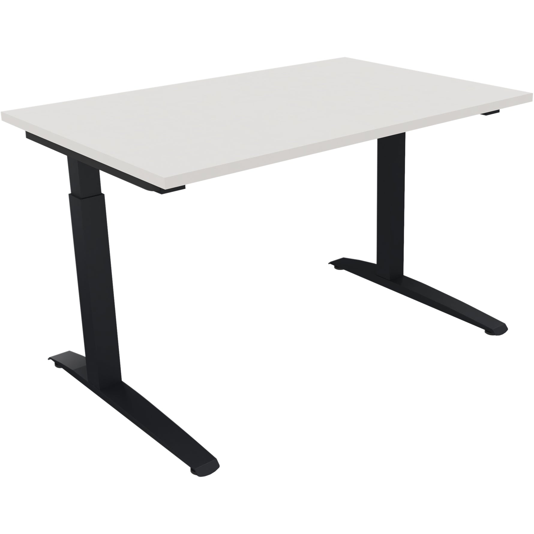 Neutralware Schreibtisch all in one 1.200 x 650-850 x 800 mm (B x H x T) Flachkufe Quadratrohr diamantweiß – Produktbild