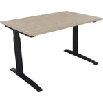 Schreibtisch all in one 1.200 x 650-850 x 800 mm (B x H x T) Flachkufe Quadratrohr eiche natur