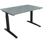 Neutralware Schreibtisch all in one 1.200 x 650-850 x 800 mm (B x H x T) Flachkufe Quadratrohr beton hell