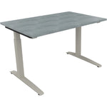 Neutralware Schreibtisch all in one 1.200 x 650-850 x 800 mm (B x H x T) Flachkufe Quadratrohr beton hell – Produktbild