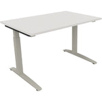 Neutralware Schreibtisch all in one 1.200 x 650-850 x 800 mm (B x H x T) Flachkufe Quadratrohr diamantweiß – Produktbild