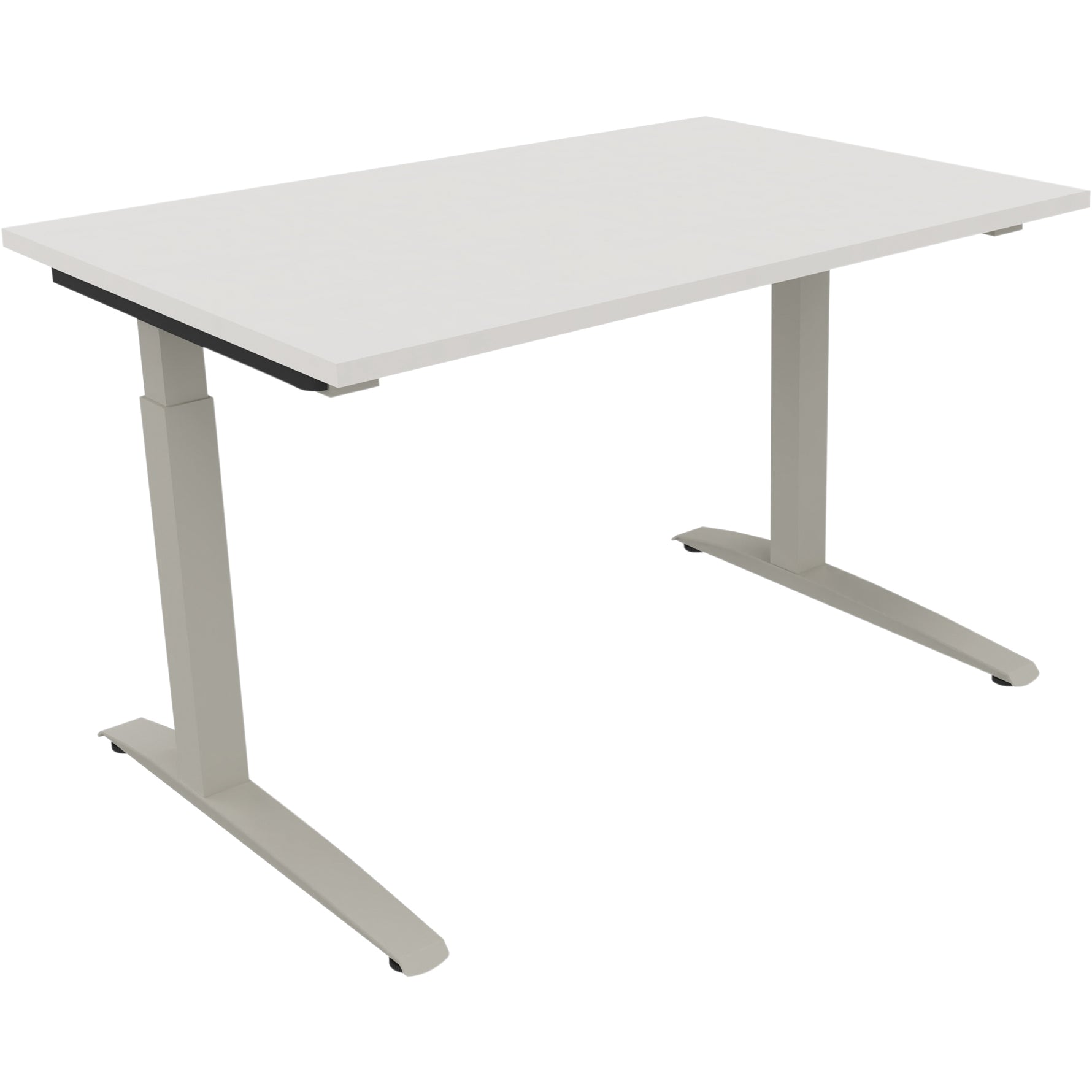 Neutralware Schreibtisch all in one 1.200 x 650-850 x 800 mm (B x H x T) Flachkufe Quadratrohr diamantweiß – Produktbild