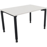 Neutralware Schreibtisch all in one 1.200 x 680-820 x 800 mm (B x H x T) Vierfuß Rundrohr diamantweiß
