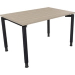 Schreibtisch all in one 1.200 x 680-820 x 800 mm (B x H x T) Vierfuß Rundrohr eiche natur