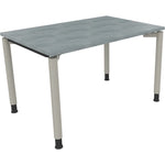 Neutralware Schreibtisch all in one 1.200 x 680-820 x 800 mm (B x H x T) Vierfuß Rundrohr beton hell – Produktbild 2