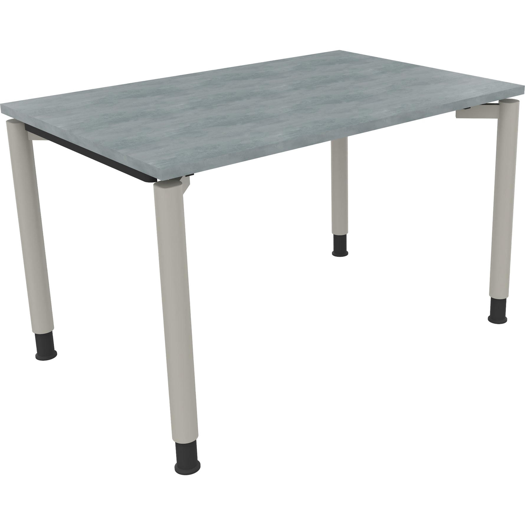Neutralware Schreibtisch all in one 1.200 x 680-820 x 800 mm (B x H x T) Vierfuß Rundrohr beton hell – Produktbild 2