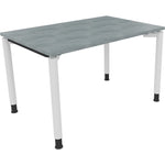 Neutralware Schreibtisch all in one 1.200 x 680-820 x 800 mm (B x H x T) Vierfuß Rundrohr beton hell – Produktbild 3