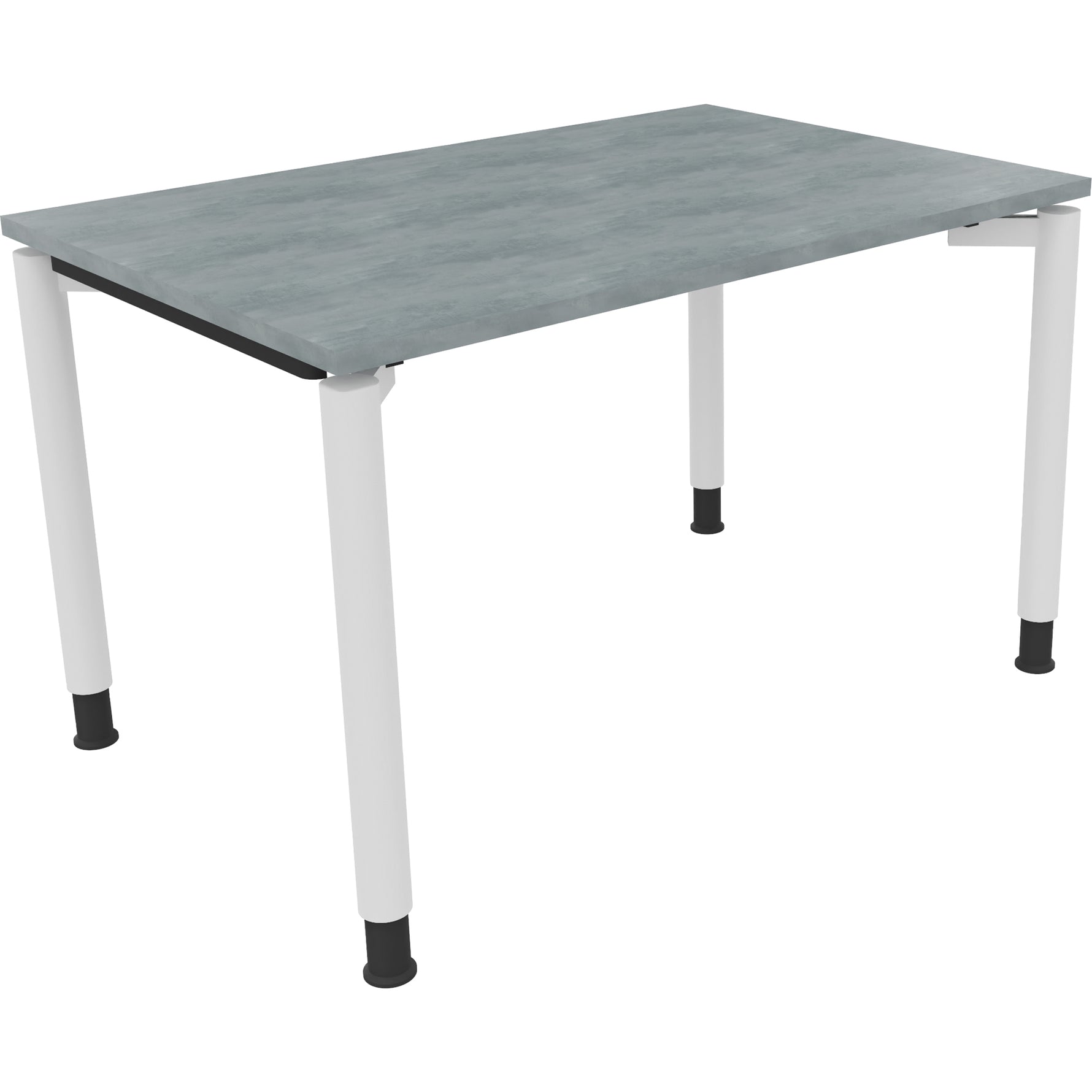 Neutralware Schreibtisch all in one 1.200 x 680-820 x 800 mm (B x H x T) Vierfuß Rundrohr beton hell – Produktbild 3