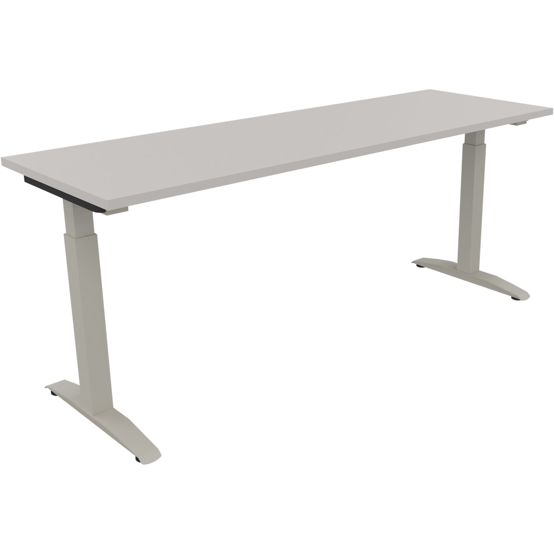 Neutralware Schreibtisch all in one 1.800 x 650-850 x 600 mm (B x H x T) Flachkufe Quadratrohr lichtgrau – Produktbild 2