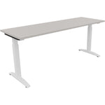 Neutralware Schreibtisch all in one 1.800 x 650-850 x 600 mm (B x H x T) Flachkufe Quadratrohr lichtgrau – Produktbild 3