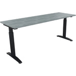 Neutralware Schreibtisch all in one 1.800 x 650-850 x 600 mm (B x H x T) Flachkufe Quadratrohr beton hell – Produktbild