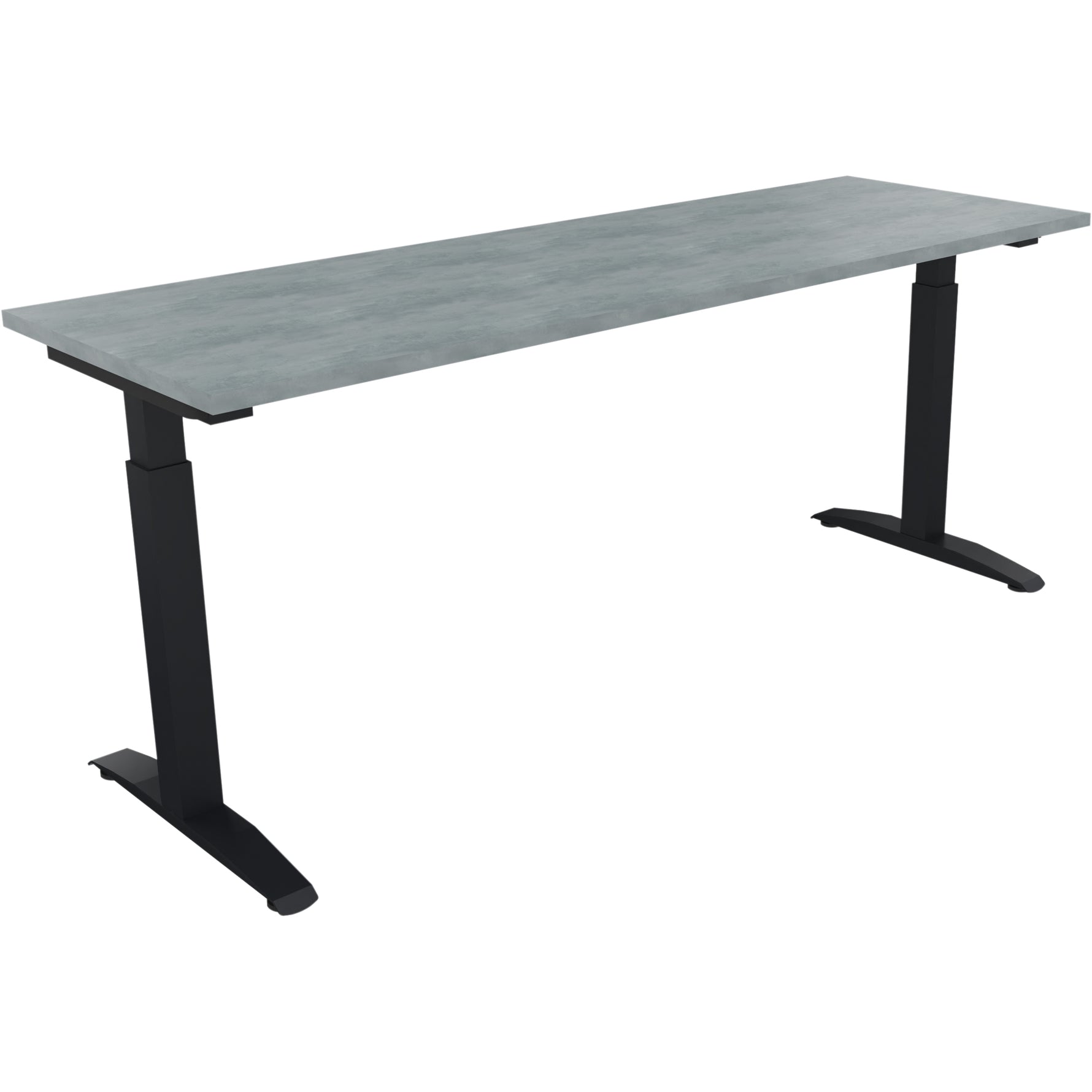 Neutralware Schreibtisch all in one 1.800 x 650-850 x 600 mm (B x H x T) Flachkufe Quadratrohr beton hell – Produktbild