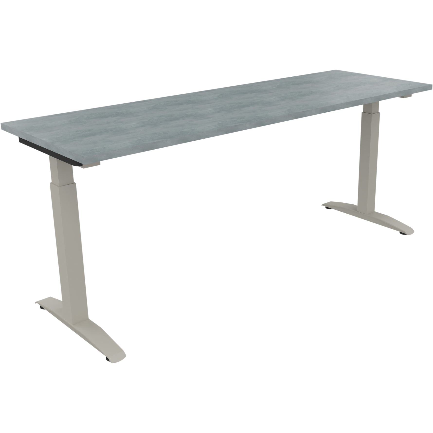 Neutralware Schreibtisch all in one 1.800 x 650-850 x 600 mm (B x H x T) Flachkufe Quadratrohr beton hell