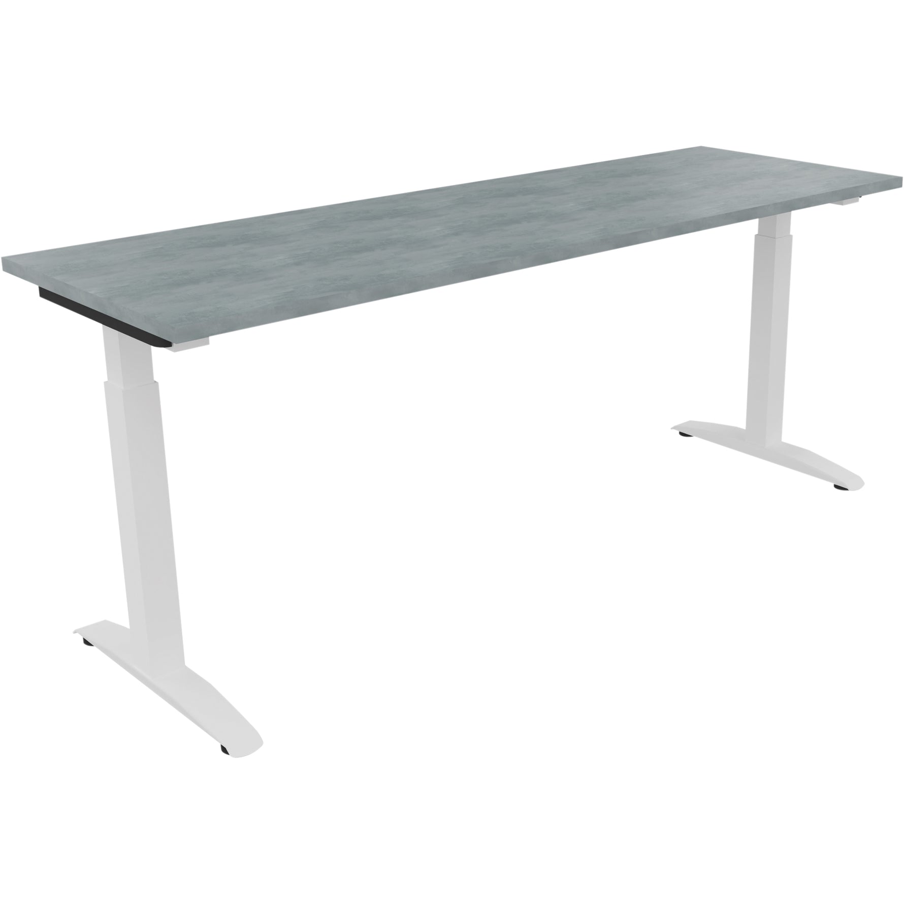 Neutralware Schreibtisch all in one 1.800 x 650-850 x 600 mm (B x H x T) Flachkufe Quadratrohr beton hell – Produktbild