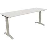 Neutralware Schreibtisch all in one 1.800 x 650-850 x 600 mm (B x H x T) Flachkufe Quadratrohr diamantweiß – Produktbild