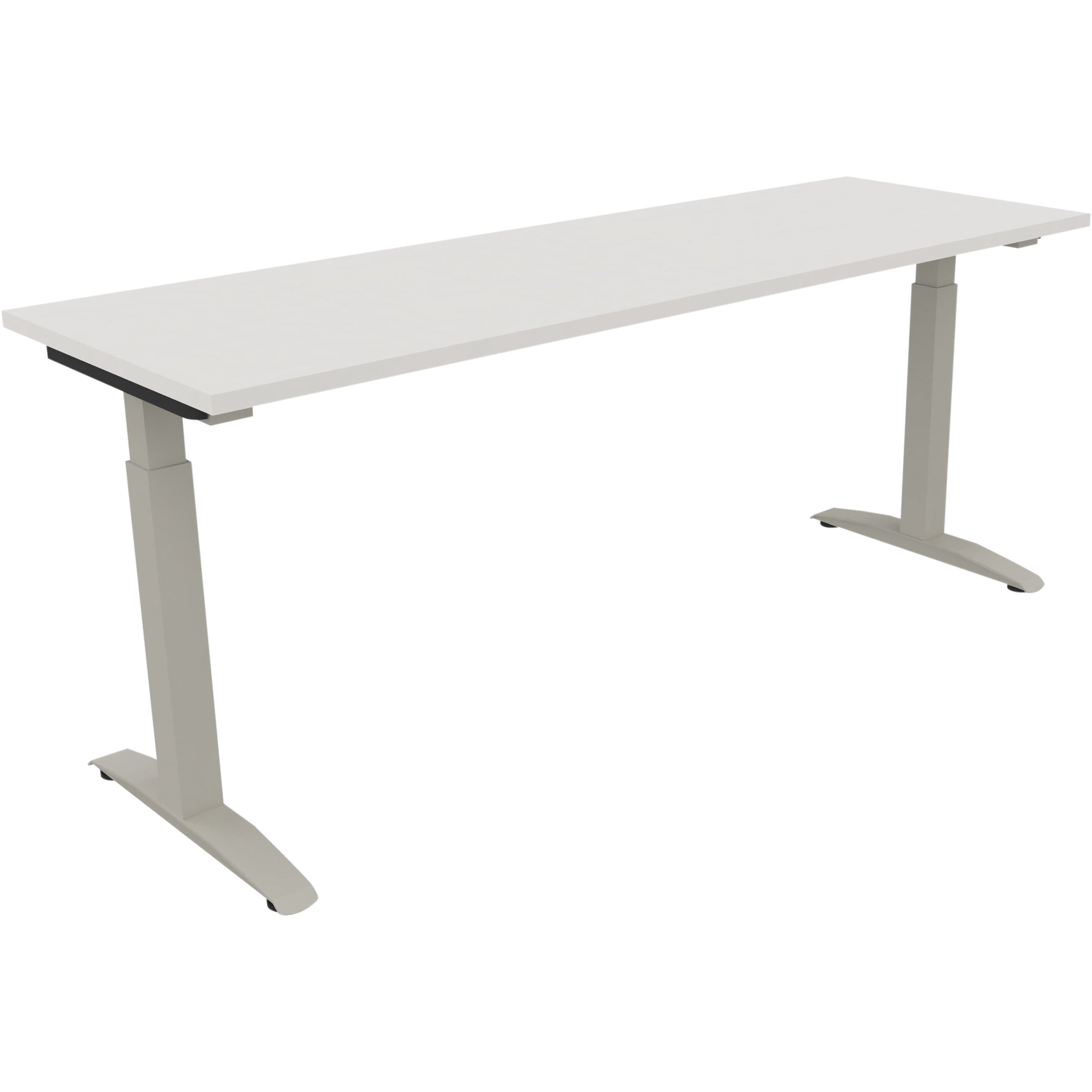 Neutralware Schreibtisch all in one 1.800 x 650-850 x 600 mm (B x H x T) Flachkufe Quadratrohr diamantweiß – Produktbild