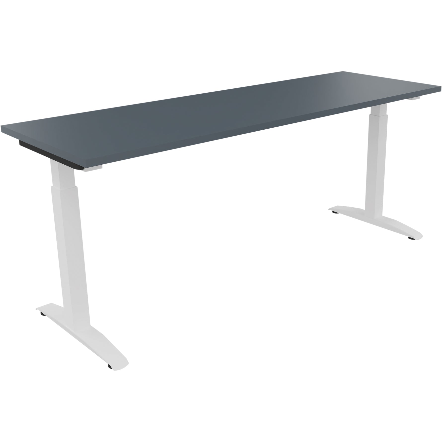 Neutralware Schreibtisch all in one 1.800 x 650-850 x 600 mm (B x H x T) Flachkufe Quadratrohr lavagrau – Produktbild 3